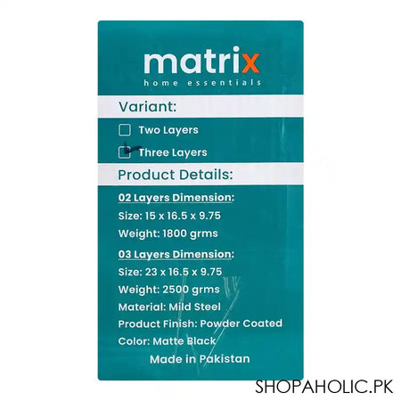Matrix Mild Steel Powder Coated 3 Layers Dish Organizer, 23X16.5X9.75, Black, Ideal For Kitchen - Image 2