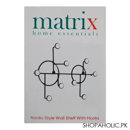 Matrix Nordic Style Wall Rectangle Shelf With Hooks - Image 3