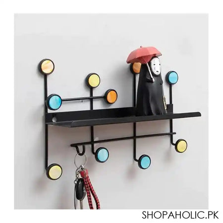 Matrix Nordic Style Wall Rectangle Shelf With Hooks - Image 4