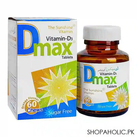 Matrix Pharma D-Max Vitamin D3 Tablet, Sugar Free, Orange Flavour Chews, 60 Tablets - Main Image