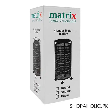 Matrix Premium Round Metal Trolley, 75 x 34 cm, 4-Layer - Image 2