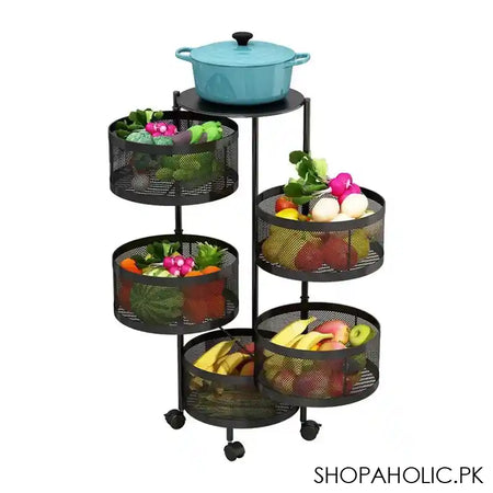 Matrix Premium Round Metal Trolley, 75 x 34 cm, 4-Layer - Image 4