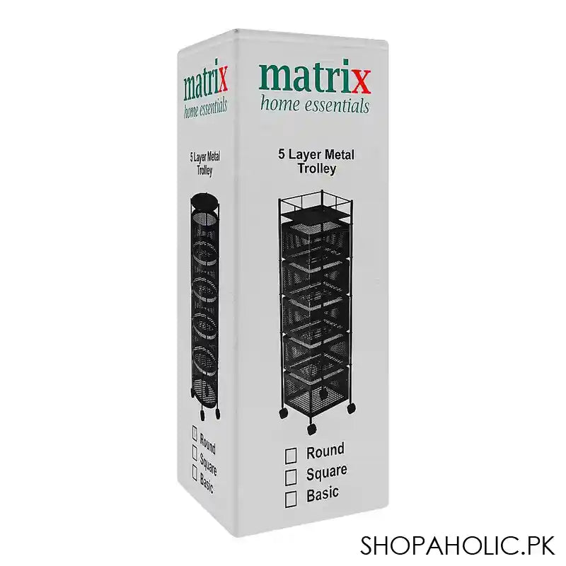 Matrix Premium Square Metal Trolley, 93.5 x 27 x 27 cm, 5 Layer - Image 6