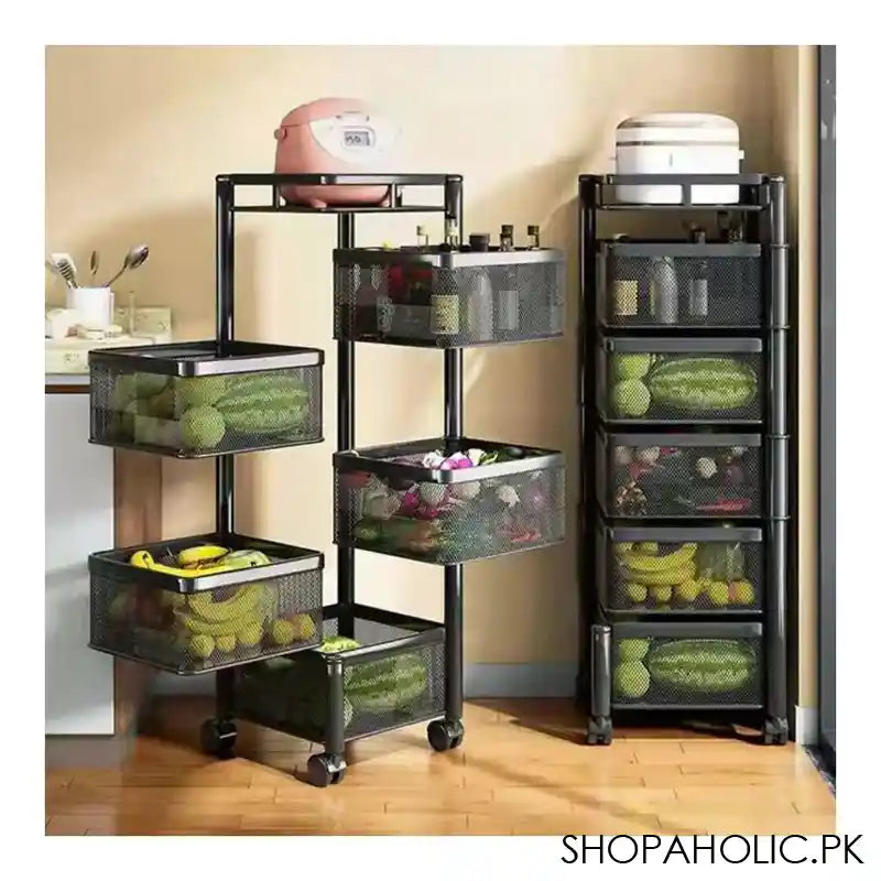 Matrix Premium Square Metal Trolley, 93.5 x 27 x 27 cm, 5 Layer - Image 2