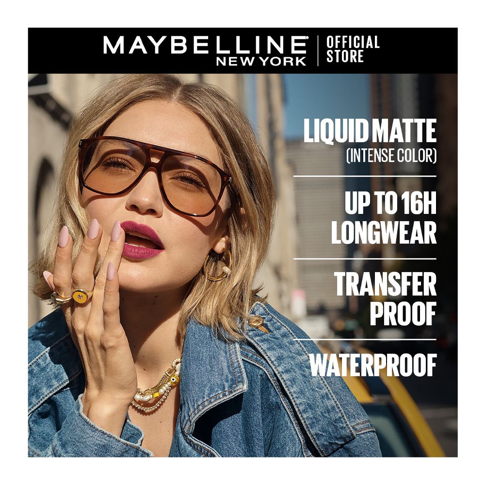 Maybelline New York Superstay Matte Ink Lipstick 16HR Long-Lasting, High Pigment, Waterproof - 80 Ruler - Image 4
