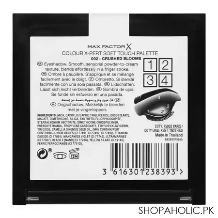 max factor colour x pert soft touch eye shadow palette, 002, crushed blooms image2