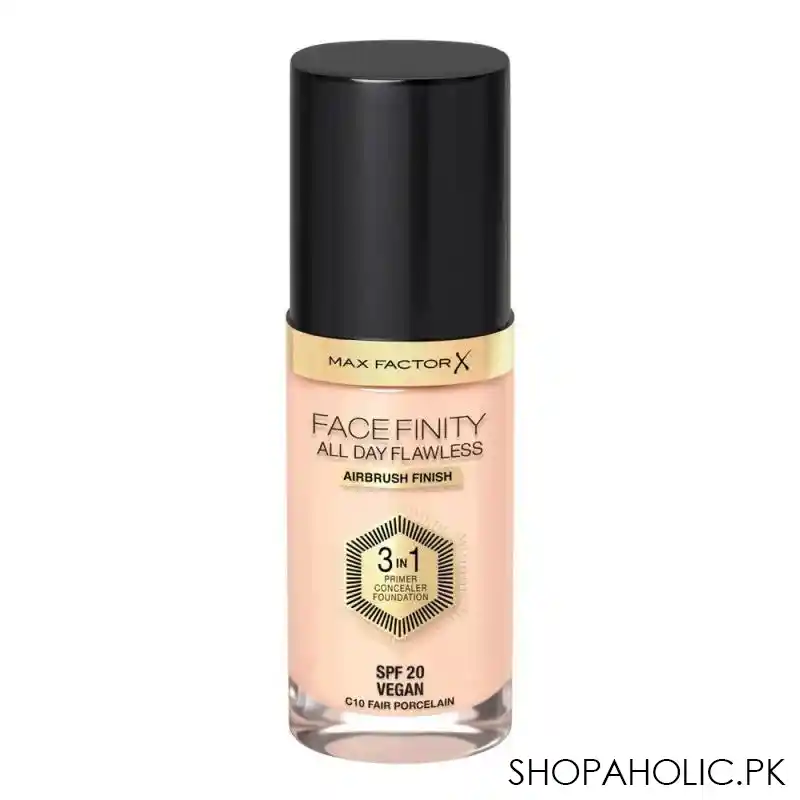 max factor facefinity all day flawless airbrush finish, 3 in 1 foundation, c10, fair porcelain main image