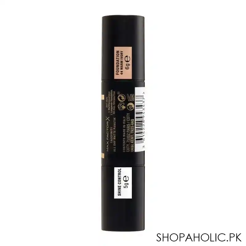 max factor facefinity all day matte panstik foundation & shine control, 44 warm ivory image2