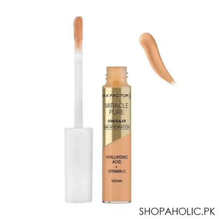 max factor miracle pure 24 hours hydration hyaluronic acid + vitamin c vegan concealer, 03, 7.8ml main image