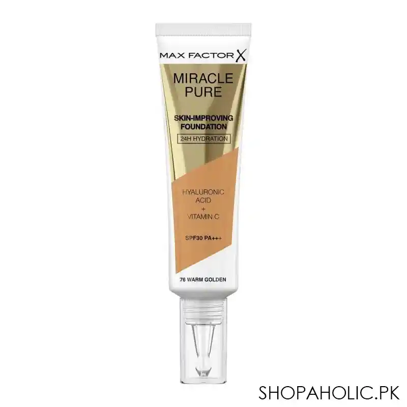max factor miracle pure 24h skin improving foundation, 76 warm golden main image