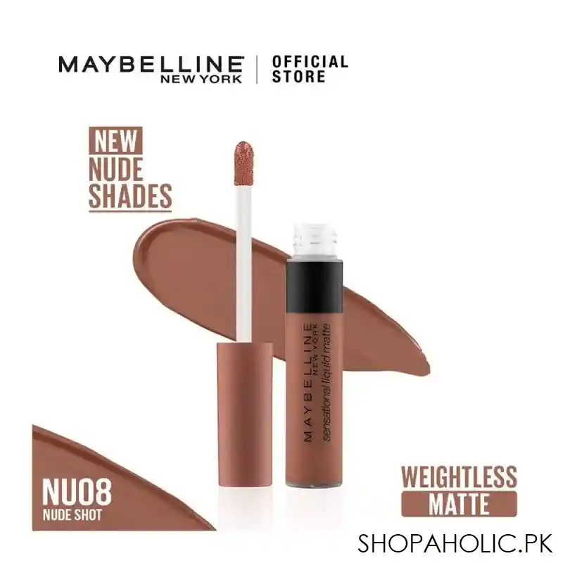 maybelline color sensational liquid matte, nu08, nude shot main image