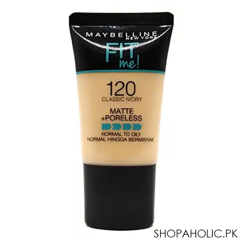 maybelline fit me matte + poreless liquid foundation, 120, classic ivory, 18ml image2