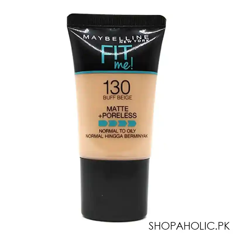 maybelline fit me matte + poreless liquid foundation, 130, buff beige, 18ml image2