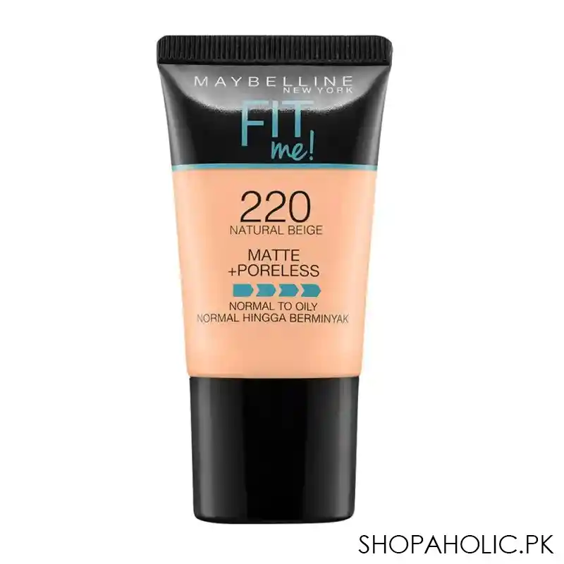 maybelline fit me matte + poreless liquid foundation, 220, natural beige image2