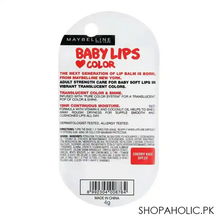 maybelline new york baby lips color lip balm, cherry kiss, spf 20 image4