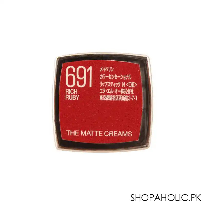 Maybelline New York Color Sensational Creamy Matte Lipstick, 691 Rich Ruby - Image 2
