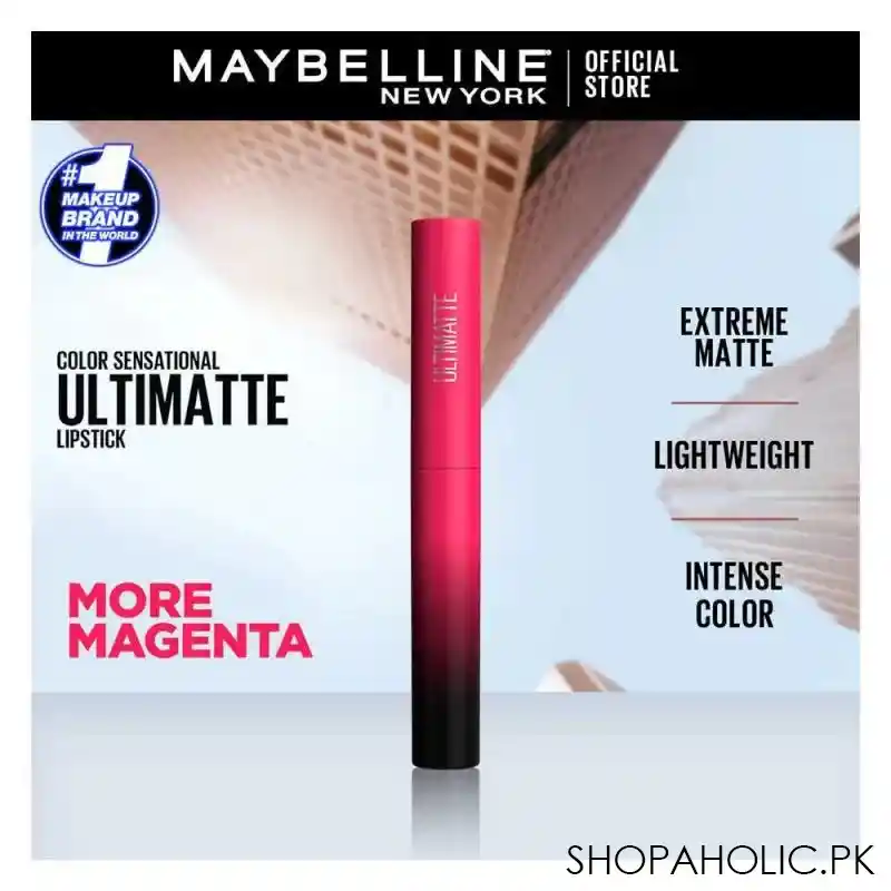 maybelline new york color sensational ultimate matte lipstick, 399 more magenta main image