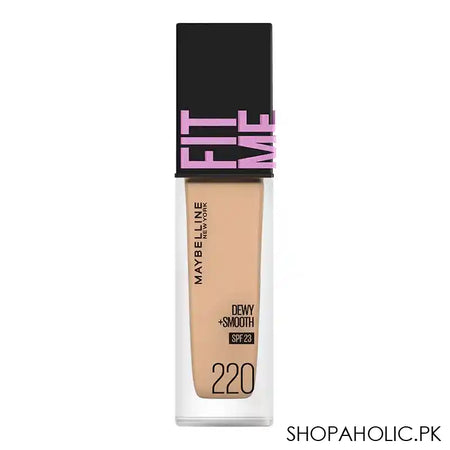 Maybelline New York Fit Me Dewy + Smooth SPF 30 Foundation Pump, 220 Natural Beige, 30ml - Main Image