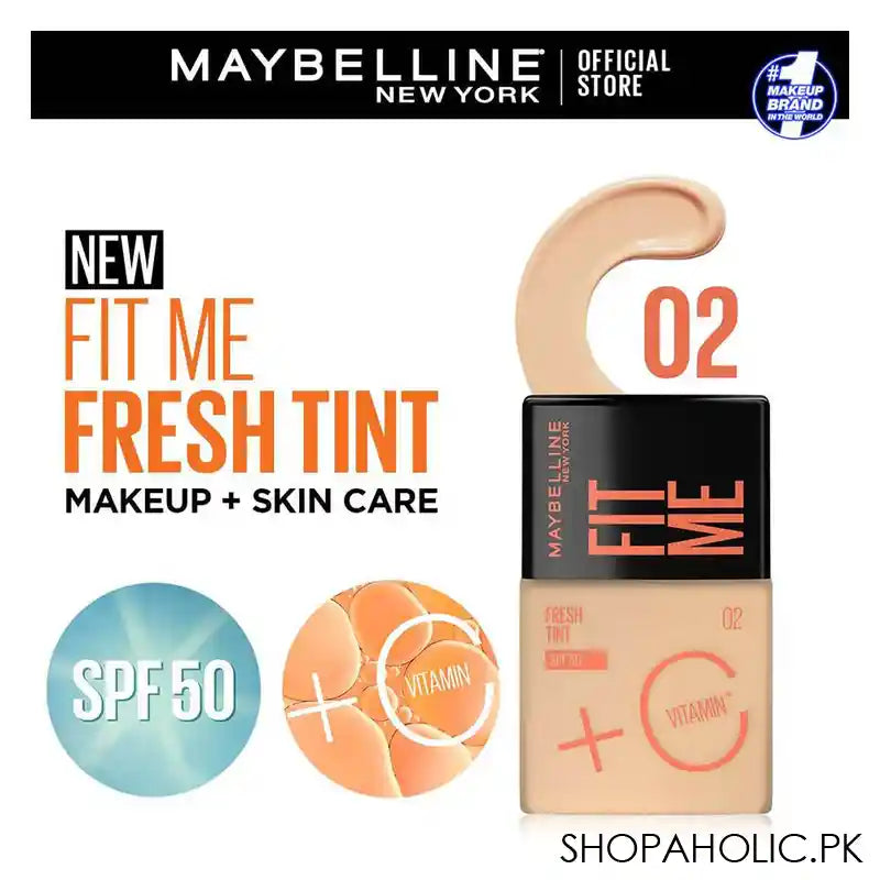 Maybelline New York Fit Me Fresh Tint With SPF 50 & Vitamin C, Natural Coverage Foundation, For Daily Use, Shade 02, 30ml - Image 3