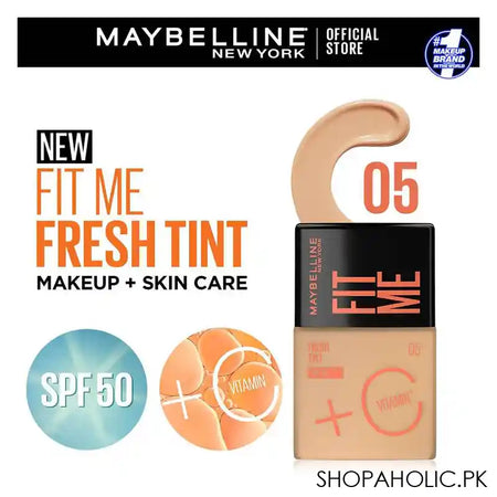 Maybelline New York Fit Me Fresh Tint With SPF 50 & Vitamin C, Natural Coverage Foundation, For Daily Use, Shade 05, 30ml - Image 4