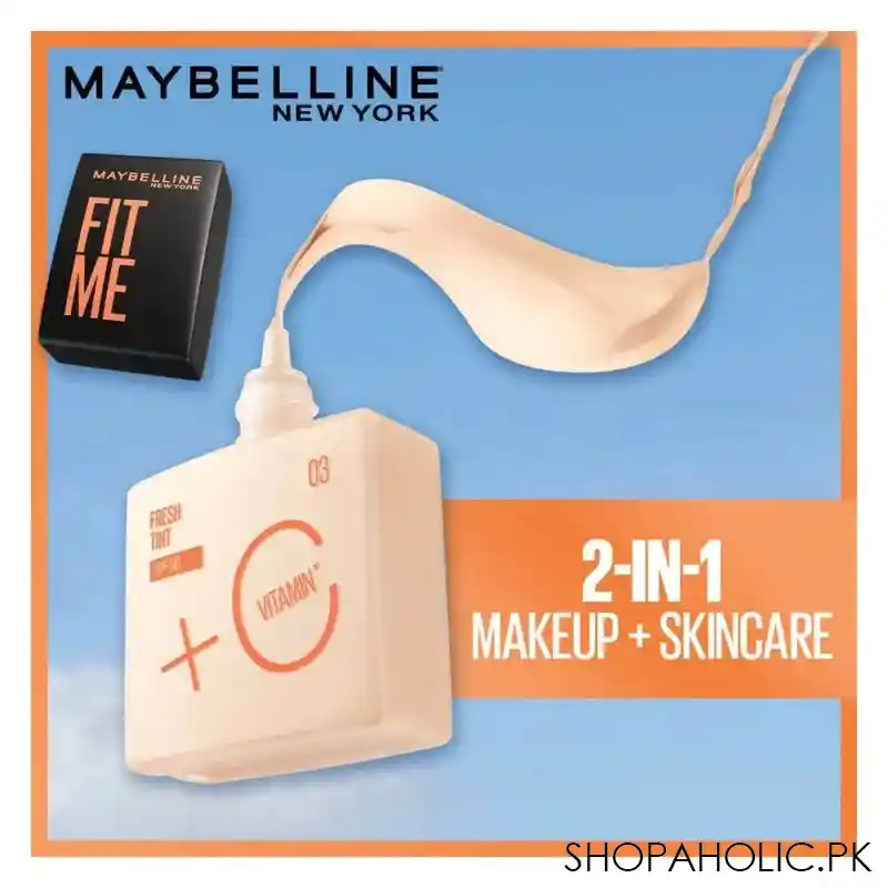 maybelline new york fit me fresh tint with spf 50 & vitamin c, natural coverage foundation, for daily use, shade 06, 30ml image2