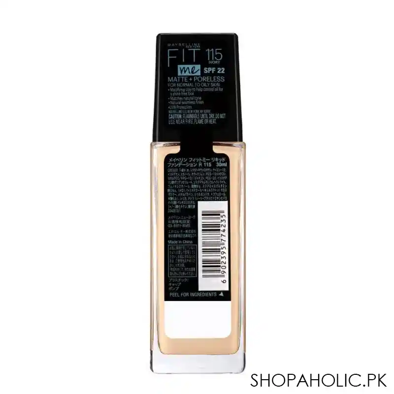 maybelline new york fit me matte + poreless spf 22 foundation, 115 ivory, 30ml image3
