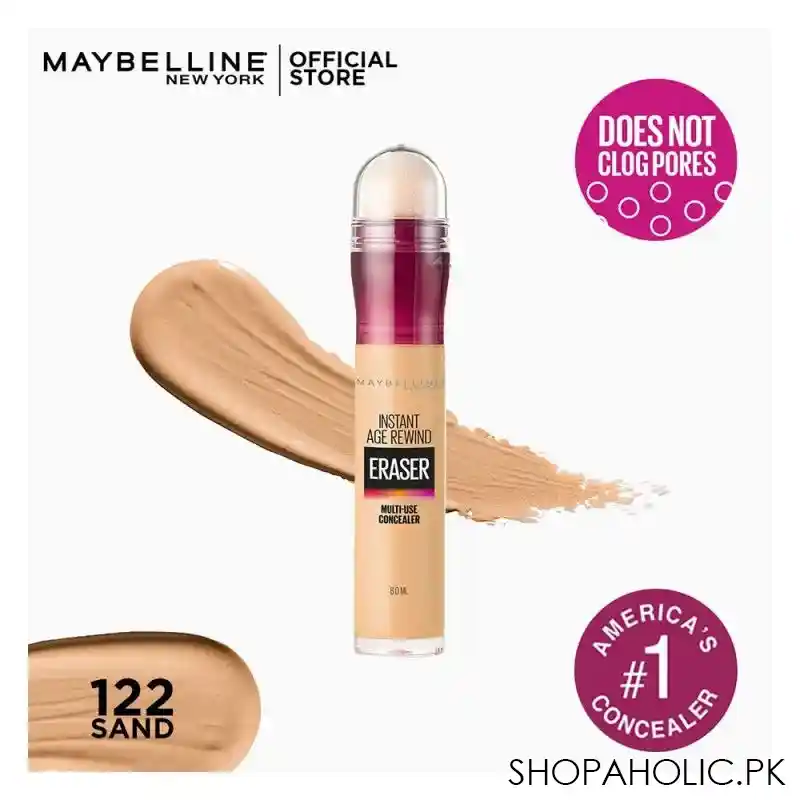 maybelline new york instant age rewind eraser dark circles concealer, 122 sand main image