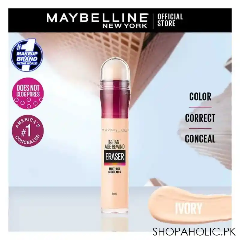 maybelline new york instant age rewind eraser dark circles treatment concealer, 100 ivory image2