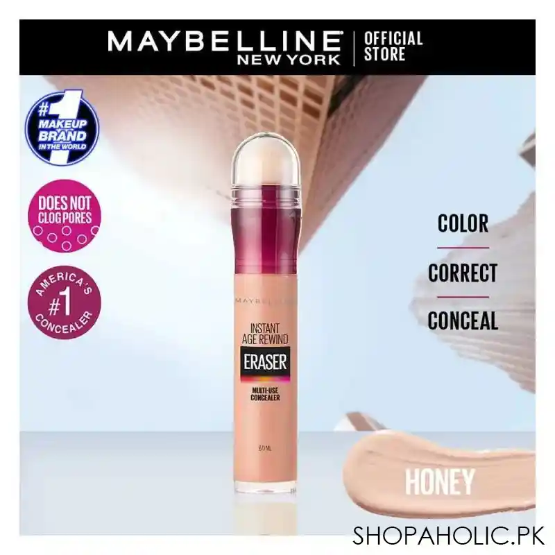 maybelline new york instant age rewind eraser dark circles treatment concealer, 140 honey image2