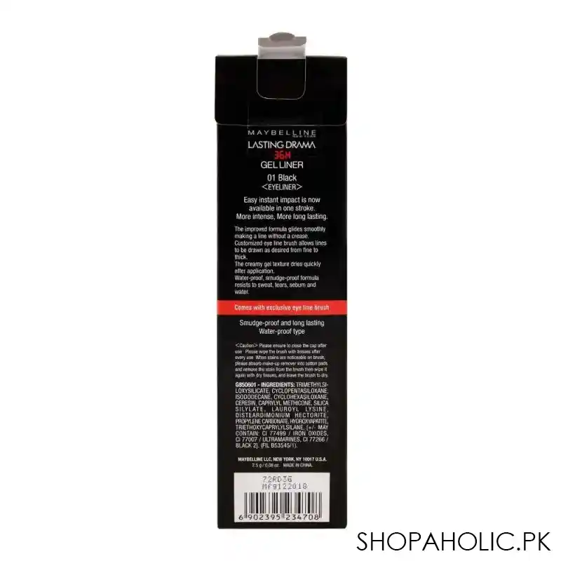 maybelline new york lasting drama 36h gel eyeliner, 01 black image4