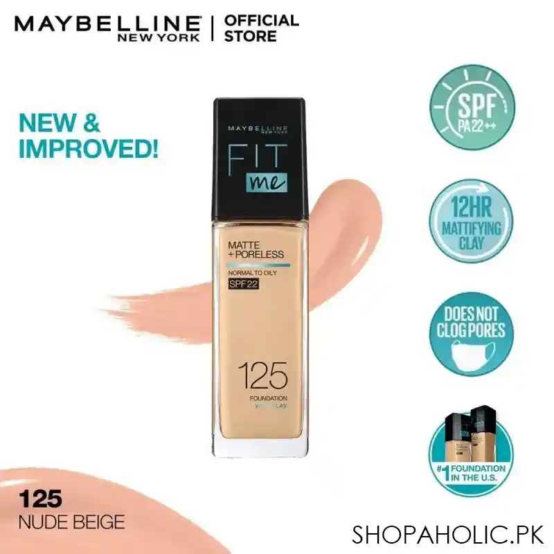 maybelline new york new fit me matte + poreless foundation, 125 nude beige, 30ml image7