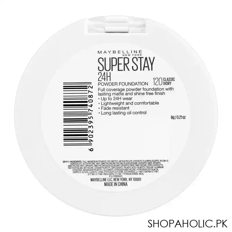 Maybelline New York Superstay 24h Full Coverage Powder Foundation, 120 Classic Ivory - Image 3