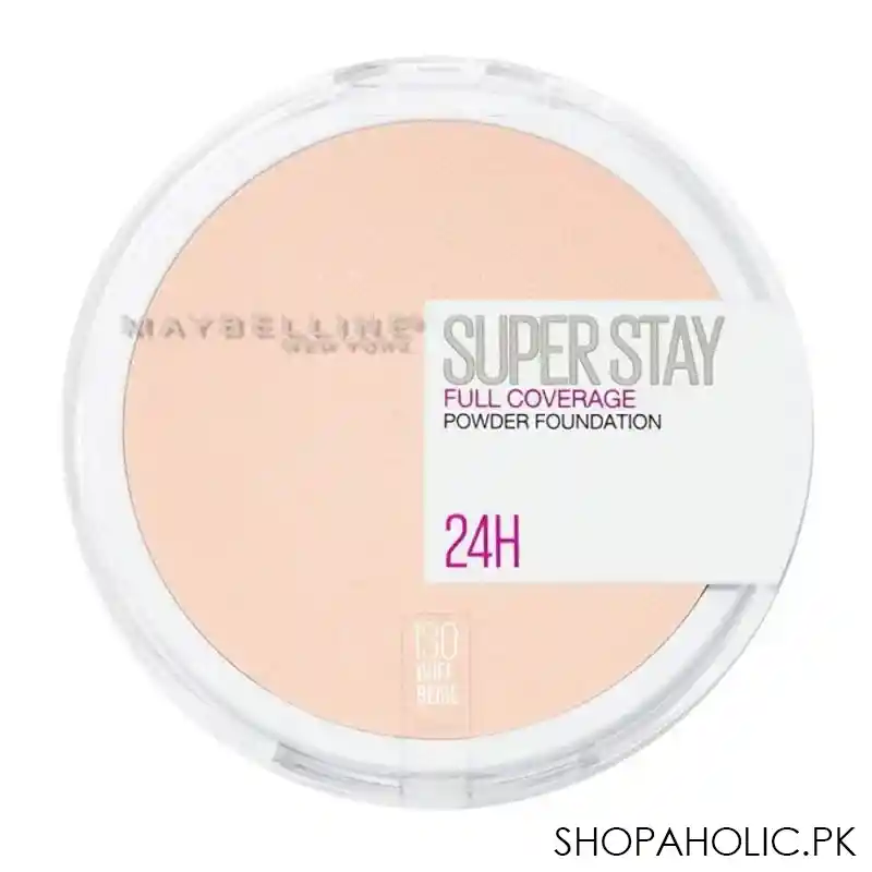 maybelline new york superstay 24h full coverage powder foundation, 130 buff beige main image