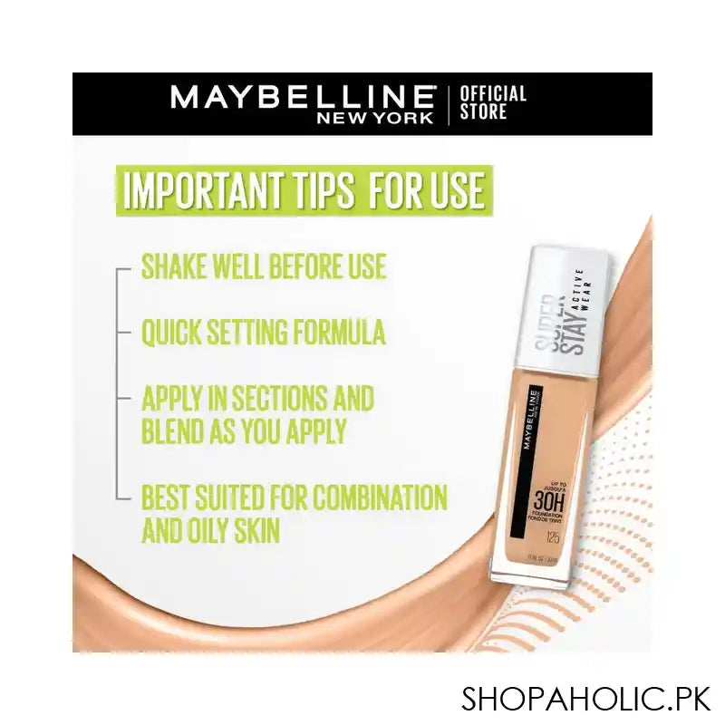 Maybelline New York Superstay Active Wear Upto 30H Foundation, 120, 30ml - Image 7