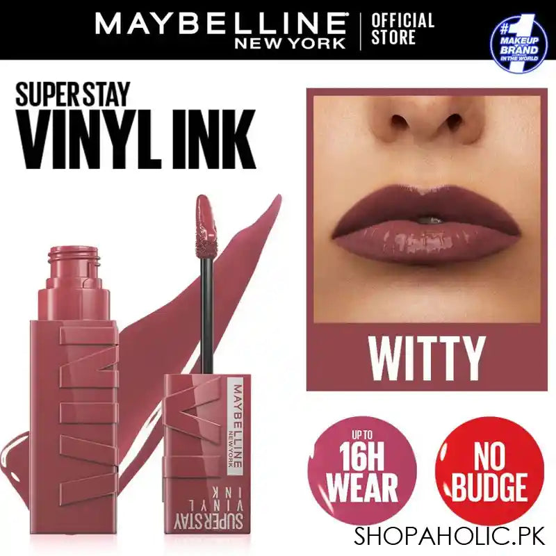 Maybelline New York Superstay Vinyl Ink Longwear Liquid Lipstick, 40, Witty - Image 3