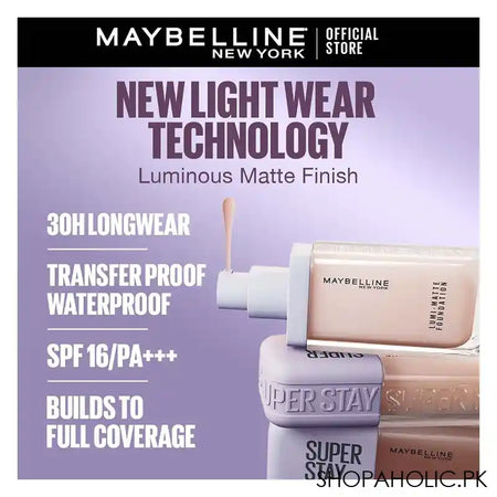 Maybelline Superstay Lumi Matte Liquid Foundation With SPF-16, 30H Weightless Longwear, 30ml, 220 - Image 7