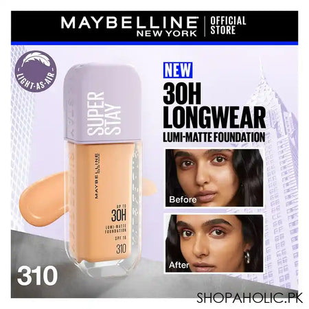 Maybelline Superstay Lumi Matte Liquid Foundation With SPF-16, 30H Weightless Longwear, 30ml, 310 - Main Image