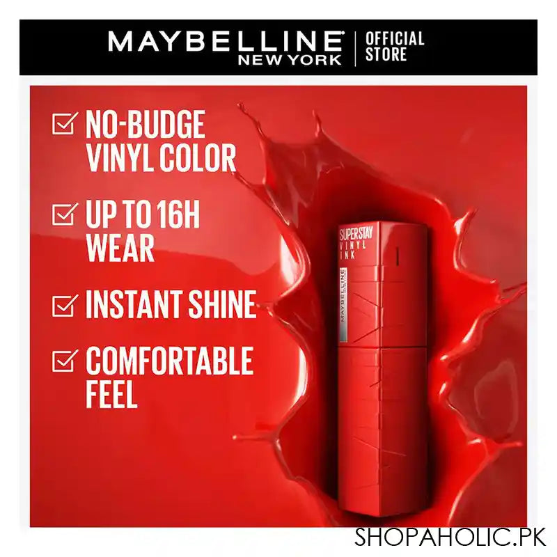 Maybelline Superstay Vinyl Ink Longwear Liquid Lipstick, 120 Punchy - Image 7