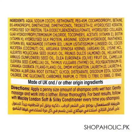 Meclay London 10 Nourishing Oils Soft & Silky Shampoo, For Satin Like Soft & Silky Hair, 360ml - Image 2