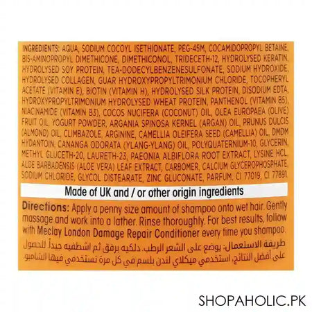 Meclay London Calcium Keratin Biotin Damage Repair Shampoo, Stops Hair Breakage Instantly, 360ml - Image 3