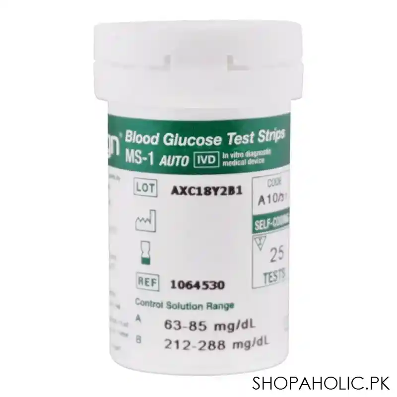 medisign blood glucose test strips, 25 count, ms 1 auto image3
