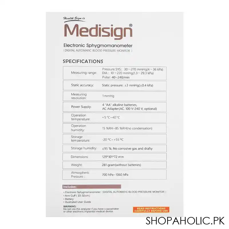 Medisign Blood Pressure Monitor, Contec-08E - Image 2