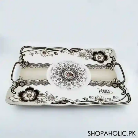 melamine reiko rectangle printed tray   large main image