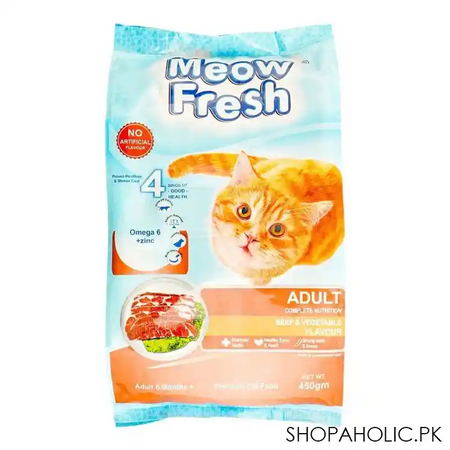 meow fresh adult 6 months+ beef & vegetable, 450g main image