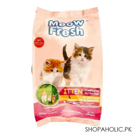 meow fresh kitten 1 6 months food chicken, fish & vegetable, 450g main image
