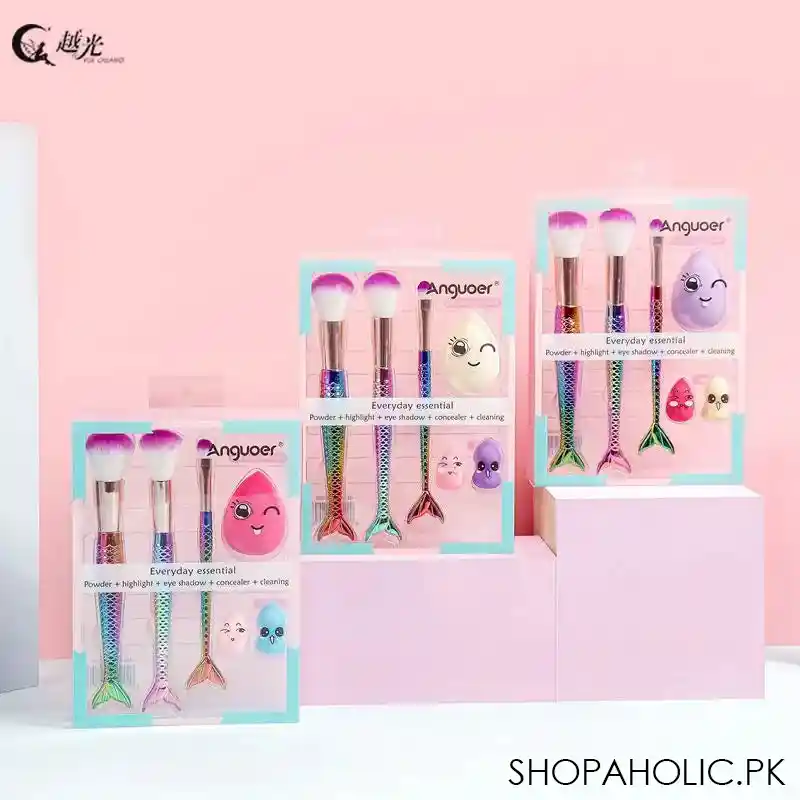 mermaid makeup brush set with blender image2
