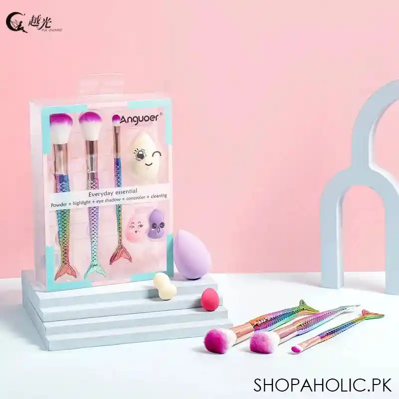 mermaid makeup brush set with blender image3