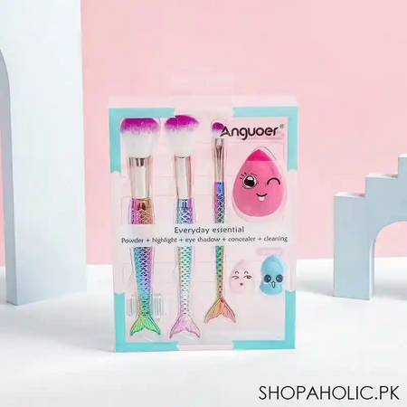 mermaid makeup brush set with blender main image