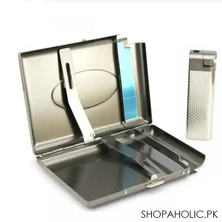 metal cigarette case with butane gas lighter image2