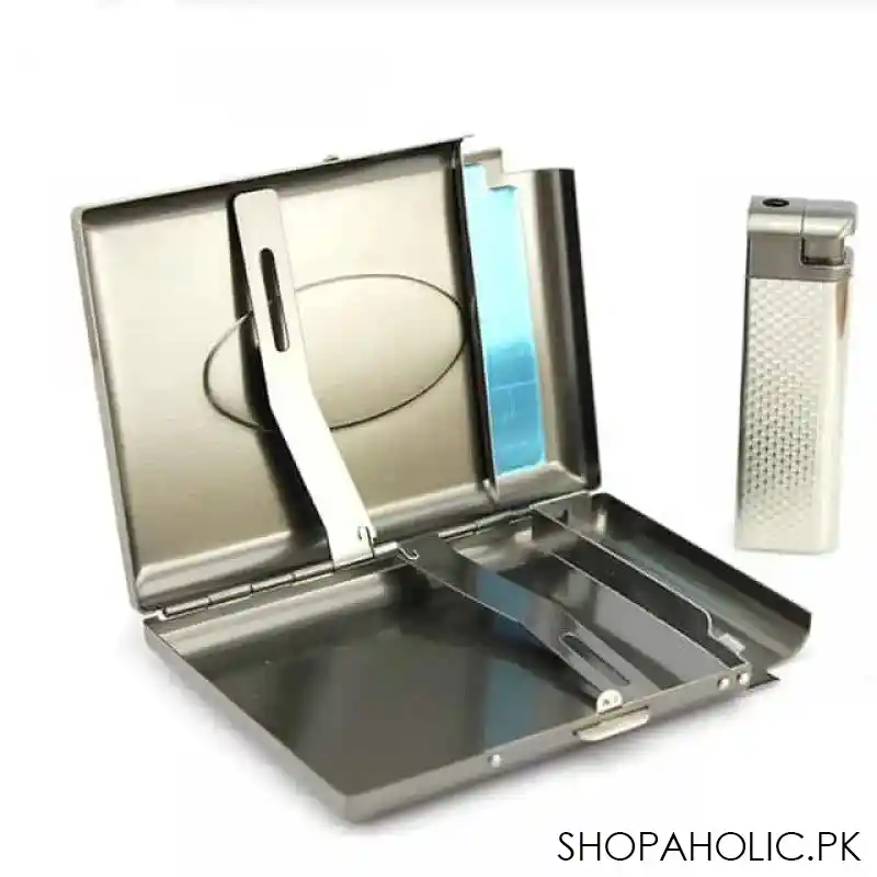 metal cigarette case with butane gas lighter image2